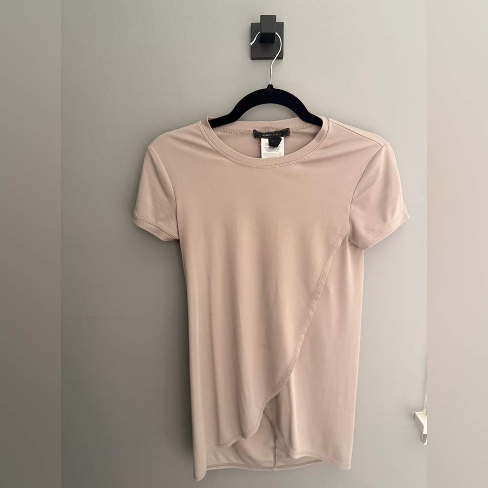 BCBGMaxAzria Beige Short Sleeve Midi Dress